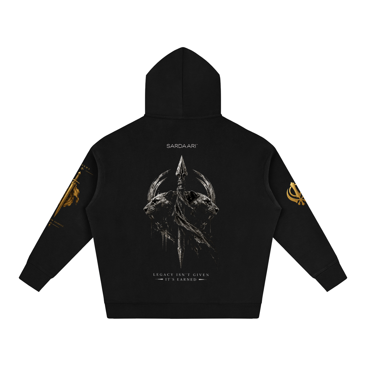 SARDAARI,Sentinel,Hoodie,WarriorDrop,Oversized,Black,Premium,Streetware,Gold