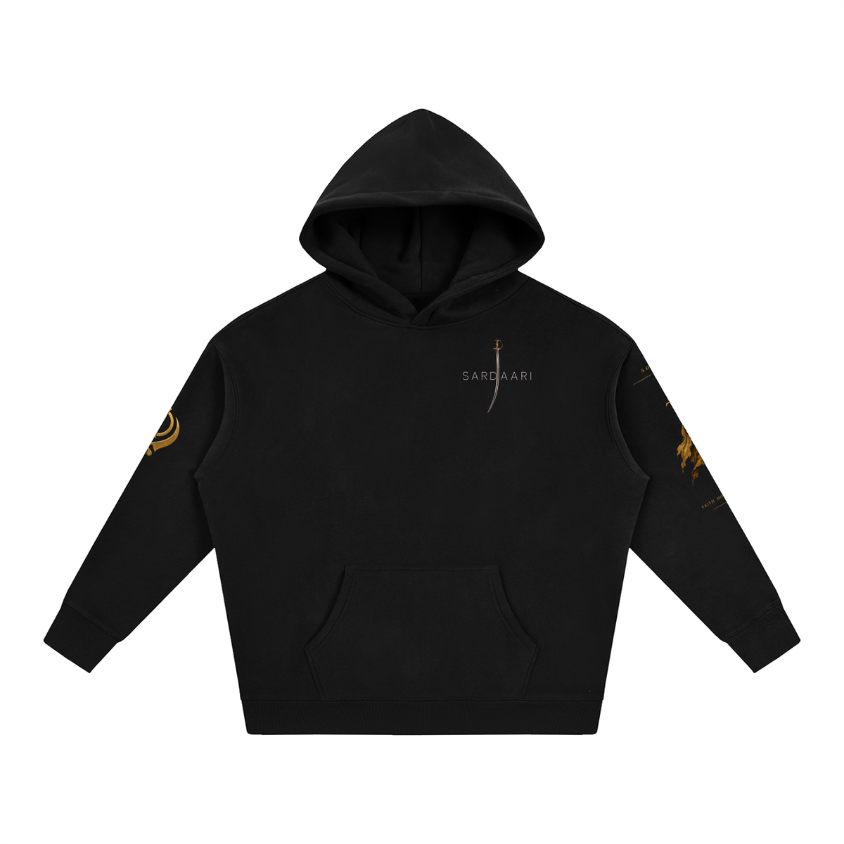 SARDAARI,Sentinel,Hoodie,WarriorDrop,Oversized,Black,Premium,Streetware,Gold