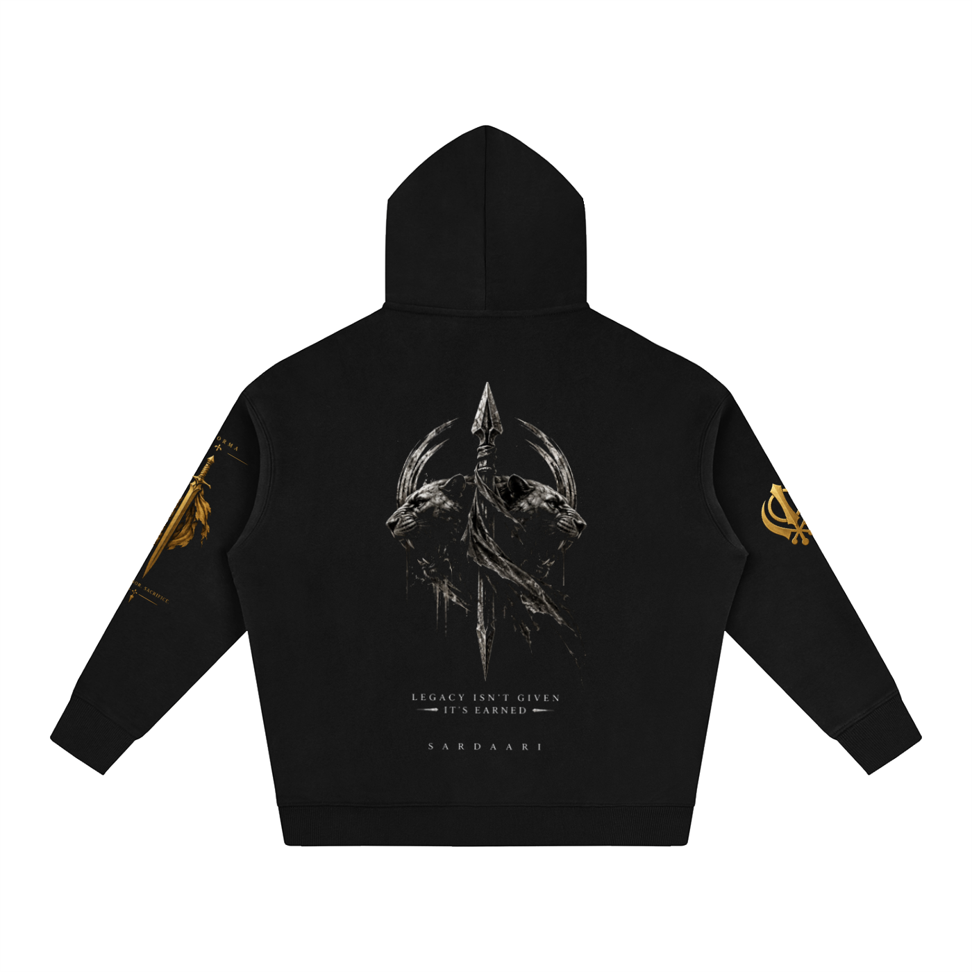 SARDAARI,Sentinel,Hoodie,WarriorDrop,Oversized,Black,Premium,Streetware,Gold